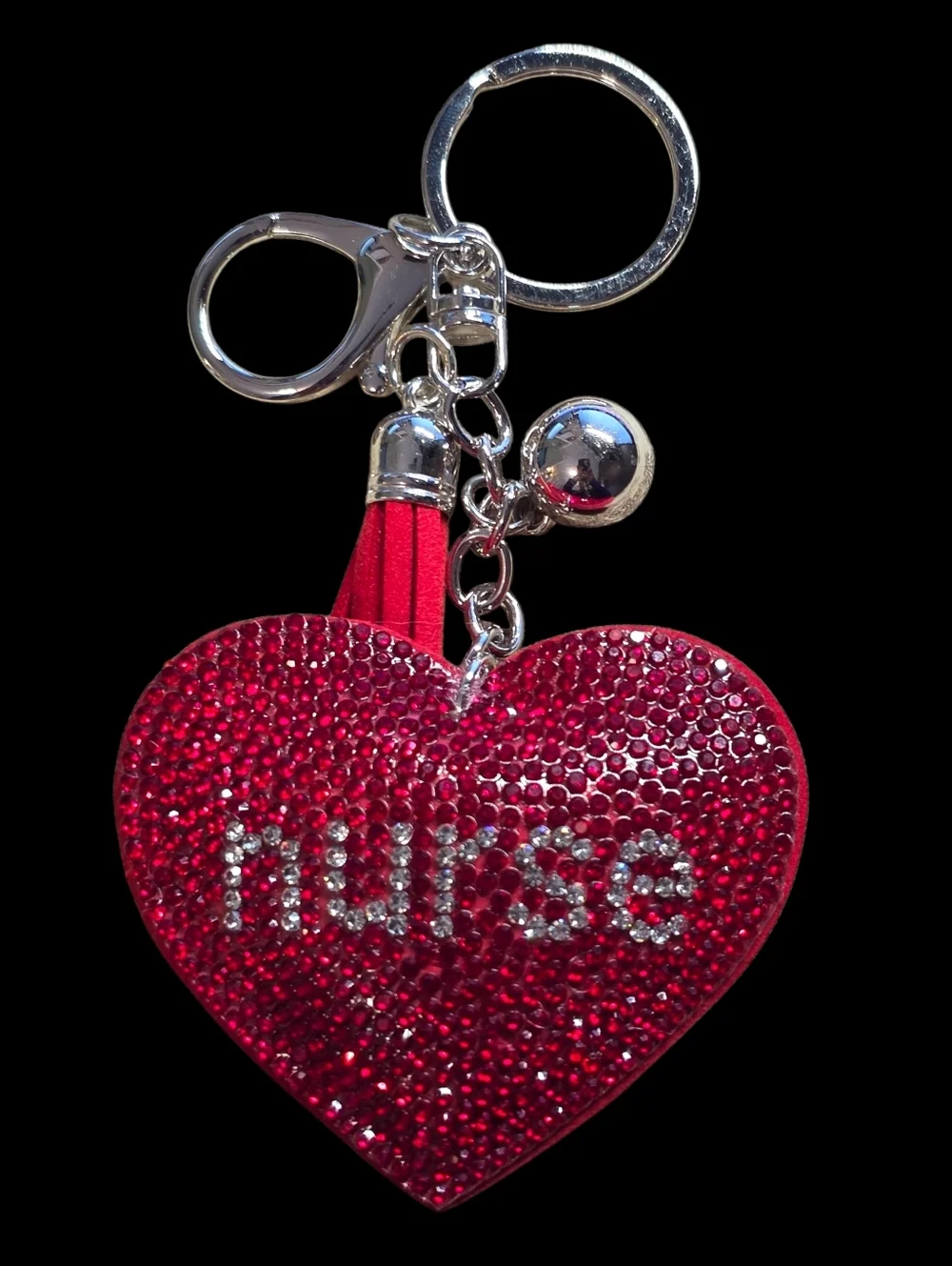 Nurse Heart Crystal Bag Charm Keychain